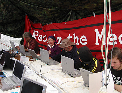 Indymedia Centre at 2007 Climate Camp, Sipson, England