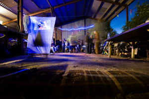 night-time shot of the barn, HacktionLab 2008/01